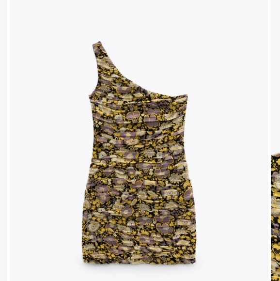 Zara One Shoulder Floral Mini Dress Women's Size X-Small NEW - Picture 5 of 12